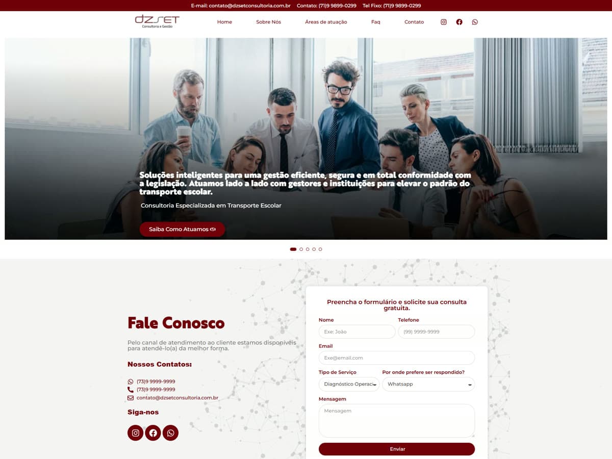 Site do projeto DZSET Consultoria